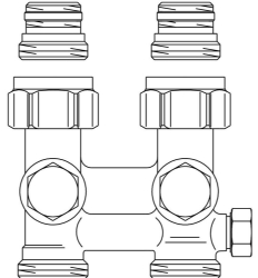 Bild von OVENTROP ZBU-Absperrverschraubung „Multiflex F“ G ½ AG x G ¾ AG, Ms, vernickelt, weichdichtend, Art.Nr. : 1015993