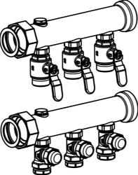 Bild von OVENTROP Messing-Verteiler „Multidis SFI“ für Industrieflächen, für 4 Kreise, Art.Nr. : 1414454