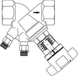 Bild von OVENTROP Strangregulierventil „Hydrocontrol VTR“ DN 15, 2 Messventile, Nadeltechnik, Rg, Art.Nr. : 1060204