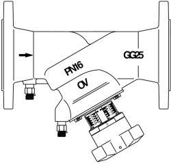 Bild von OVENTROP Strangregulierventil „Hydrocontrol VFC“ PN 16 Flansch/DIN, 2 Messventile, GG25, DN 65, Art.Nr. : 1062651