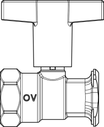Bild von OVENTROP Pumpenkugelhahn „Optibal P“ ohne Sperrventil, DN 25, Rp 1 x G 1 1/2, Ms, Art.Nr. : 1078371