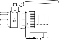 Bild von OVENTROP Kugelhahn mit Schlauchverschraubung, Messing DN 20, R  3/4 IG, PN 16, Temp. von -20 bis 120 °C, Art.Nr. : 1036156