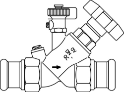 Bild von OVENTROP Freistromventil „Aquastrom F“ IG/IG Ø 15 mm, beids. Pressanschluss, mit Entl., Rg, Art.Nr. : 4201252