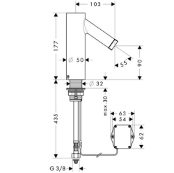 Bild von AXOR Starck Elektronik-Waschtischmischer mit Temperaturvoreinstellung Batteriebetrieb, Art.Nr. 10106000