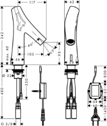 Bild von AXOR Starck Organic Elektronik-Waschtischmischer mit Temperaturvoreinstellung mit Netzanschluss, Art.Nr. 12174000