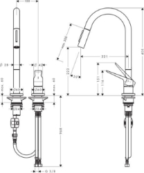 Bild von AXOR Citterio M2-Loch Einhebel-Küchenmischer mit Ausziehbrause, Art.Nr. 34822000