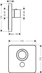 Bild von AXOR ShowerSelect ShowerSelect Thermostat Highflow Softcube für 1 Verbraucher und einen zusätzlichen Abgang Unterputz, Art.Nr. 36706000