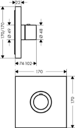 Bild von AXOR ShowerSelect ShowerSelect Thermostat Highflow Square Unterputz, Art.Nr. 36718000