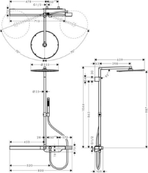 Bild von AXOR ShowerSolutions Showerpipe 800 mit Thermostat und Kopfbrause 350 1jet, Art.Nr. 27984000