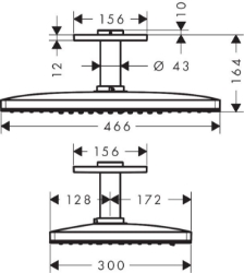 Bild von AXOR ShowerSolutions Kopfbrause 460/300 3jet mit Deckenanschluss, Art.Nr. 35281000