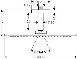 Bild von AXOR ShowerSolutions Kopfbrause 350 1jet mit Deckenanschluss, Art.Nr. 26035000