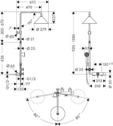 Bild von AXOR Showers/Front Showerpipe mit Thermostat und Kopfbrause 240 2jet, Art.Nr. 26020000