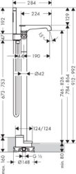 Bild von AXOR Citterio E Wannenthermostat bodenstehend, Art.Nr. 36416000