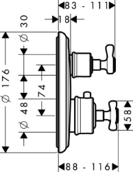 Bild von AXOR Montreux Thermostat Unterputz mit Abstellventil, Art.Nr. 16800000