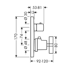 Bild von AXOR Citterio Thermostat Unterputz mit Abstellventil und Kreuzgriff, Art.Nr. 39705000