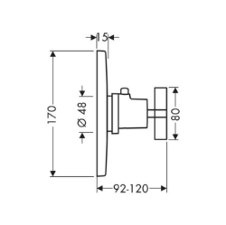 Bild von AXOR Citterio Thermostat Highflow 59 l/min Unterputz mit Kreuzgriff, Art.Nr. 39716000