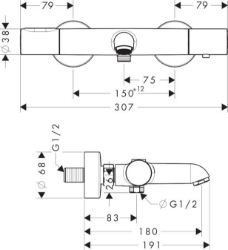 Bild von AXOR Citterio M Wannenthermostat Aufputz, Art.Nr. 34435000