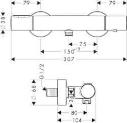 Bild von AXOR Citterio M Brausenthermostat Aufputz, Art.Nr. 34635000