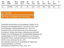 Bild von JRG CleanLine Combi mit Rückspülautomat, PN 16 - 4 bar, DN25 - Art.Nr. : 1371.025