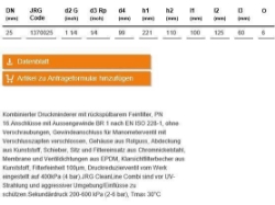 Bild von JRG CleanLine Combi, PN 16 - 4 bar, DN25 - Art.Nr. : 1370.025