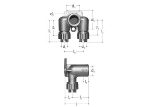 Bild von JRG Sanipex Armaturenanschluss, doppelt d-d 12 - 12 mm, GN 1/2 inch, Art.Nr. : 5416.010