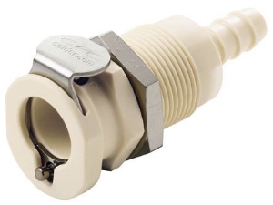 Bild von CPC Kupplungen 1/4 Hose Barb Valved Panel Mount Polypropylene Coupling Body- 25 Stk,  Art.Nr. : PLCD1600412