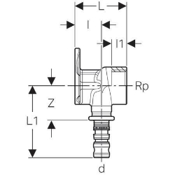 Bild von Geberit Mepla Anschlusswinkel 90°, DN 15, d 20 mm, Art.-Nr. 602.296.00.5