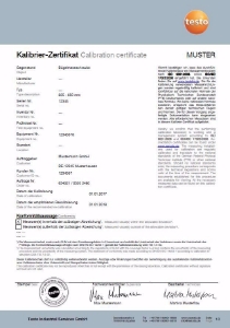 Bild von Testo Kalibrierung Temperatur-Datenlogger, Anzahl Kalibrier Punkte 5, Art.Nr. : 0520 0141 5