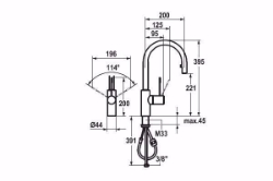 Bild von KWC ONO Küche edelstahl A 200 Hebelmischer Auszugauslauf verdeckt Neoperl Caché bis 700 mm aus, stahl, flex-PEX 3/8", Art.Nr. : 10.151.102.700FL