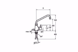 Bild von KWC GASTRO Grossküche chromeline A 450 Hebelmischer Schwenkauslauf 360° mit nachziehbarer Stopfbü, chromeline, 15mm Cu-R., Art.Nr. : 24.501.046.000