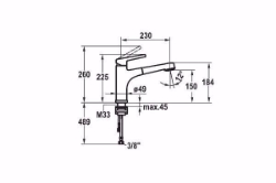 Bild von KWC SUNO Küche chromeline A 230 Hebelmischer Auszugbrause mit SprayClean bis 600 mm ausziehbar Powe, chromeline, wegnehmbar, flex-PEX 3/8", Art.Nr. : 10.171.053.000FL