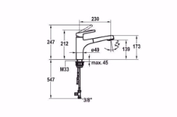 Bild von KWC SUNO Küche chromeline A 230 Hebelmischer Auszugbrause mit SprayClean bis 600 mm ausziehbar Powe, chromeline, flex-PEX 3/8", Art.Nr. : 10.175.033.000FL