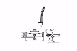 Bild von KWC VITA PRO Wanne chromeline A 190 AD 153 Thermostat Mischer Auslauf fest Neoperl Cascade, chromeline, o. Brausegarnitur, mit smartControl, AD153, Art.Nr. : 20.292.533.000