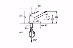 Bild von KWC ISLA Küche chromeline A 225 Hebelmischer Auszugbrause mit SprayClean bis 700 mm ausziehbar Spra, chromeline, flex-PEX 3/8", Art.Nr. : 10.371.033.000FL