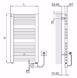 Bild von Arbonia Bagnostar BSTW150 450 AF FKS RE, H: 1500 mm, 600 W, L: 450 mm, weiss, Art.Nr. : BSTW150 450 AF FKS RE