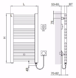 Bild von Arbonia Bagnostar BSTW80 450 AF WFS RE, H: 800 mm, 400 W, L: 450 mm, weiss, Art.Nr. : BSTW80 450 AF WFS RE