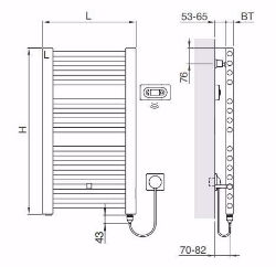 Bild von Arbonia Bagnostar Watt BSTW80 450 AF WFC LI, H: 800 mm, 400 W, L: 450 mm, weiss, Art.Nr. : BSTW80 450 AF WFC LI