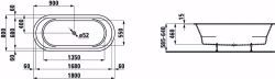 Bild von Laufen PRO - Badewanne, Einbauversion, oval, aus Verbundwerkstoff Marbond, 1800 x 800 x 610,  Art.Nr. : H2419500000001