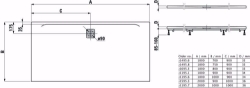 Bild von Laufen PRO - Duschwanne, aus Verbundwerkstoff Marbond, superflach, rechteckig, Ablauf an langer Seite, 1800 x 1000 x 33,  077, hellgrau matt , Art.Nr. : H2119560770001