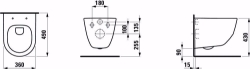 Bild von Laufen PRO - Wand-WC 'rimless/compact', Tiefspüler, ohne Spülrand, 490 x 367 x 350,  000, weiss , Art.Nr. : H8209650000001