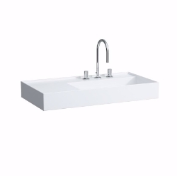 Bild von Laufen KARTELL BY LAUFEN - Waschtisch, Ablage links, mit verdecktem Ablauf, 900 x 460 x 120 000, weissohne Hahnloch/ohne Überlauf, Art.Nr. : H8103390001121