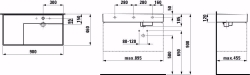 Bild von Laufen KARTELL BY LAUFEN - Waschtisch, Ablage links, mit verdecktem Ablauf, 900 x 460 x 120 000, weissohne Hahnloch/ohne Überlauf, Art.Nr. : H8103390001121