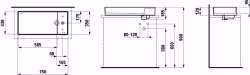 Bild von Laufen KARTELL BY LAUFEN - Waschtisch-Schale mit Armaturenbank, mit verdecktem Ablauf, 750 x 350 x 120 000, weiss 1 Hahnloch/ohne Überlauf, Art.Nr. : H8123320001111