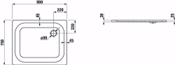 Bild von Laufen PLATINA - Duschwanne, rechteckig, Stahl emailliert (3,5 mm), extraflach (25 mm), 000 weiss, mit Schallschutz, 900 x 750 x 25, Art.Nr. : H2150030000411