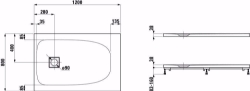 Bild von Laufen SOLUTIONS - Duschwanne, aus Verbundwerkstoff Marbond, superflach, rechteckig, auch für flächenbündigen Einbau geeignet, 035 sand, 1300 x 900 x 40, Art.Nr. : H2154410350001