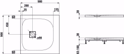 Bild von Laufen SOLUTIONS - Duschwanne, aus Verbundwerkstoff Marbond, superflach, quadratisch, auch für flächenbündigen Einbau geeignet, 000 weiss, 1000 x 1000 x 40, Art.Nr. : H2154420000001