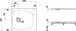 Bild von Laufen SOLUTIONS - Duschwanne, aus Verbundwerkstoff Marbond, superflach, rechteckig, auch für flächenbündigen Einbau geeignet, 000 weiss, 1100 x 1000 x 40, Art.Nr. : H2154430000001