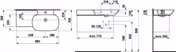 Bild von Laufen INO - Möbelwaschtisch, Ablage links, 757 weiss matt, 1 Hahnloch, 900 x 450 x 120, Art.Nr. : H8133017571041