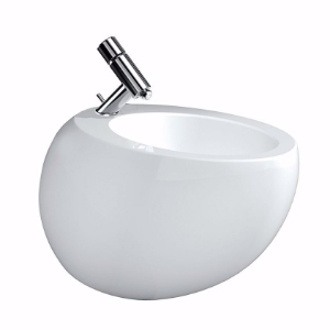 Bild von Laufen ALESSI ONE - Wandbidet, mit verdecktem Überlauf, inkl. Keramikabdeckung für Ablaufventil, 400 LCC-weiss, 1 Hahnloch, 390 x 585 x 355, Art.Nr. : H8309714003041