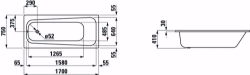 Bild von Laufen MODERNA PLUS - Badewanne, Einbauversion, Stahl-Email 3,5 mm, 000 weiss, mit Schallschutz, 1700 x 410 x 750, Art.Nr. : H2251300000411